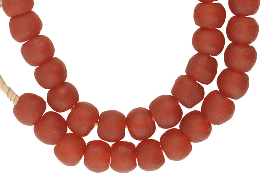 Red Translucent Krobo Glass Beads - Recycled African Trade Beads - alternate view