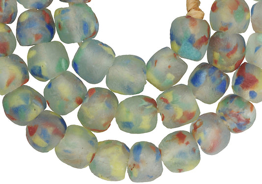 Translucent Recycled Glass Beads, 13-14Mm, African Krobo Strand - alternate view