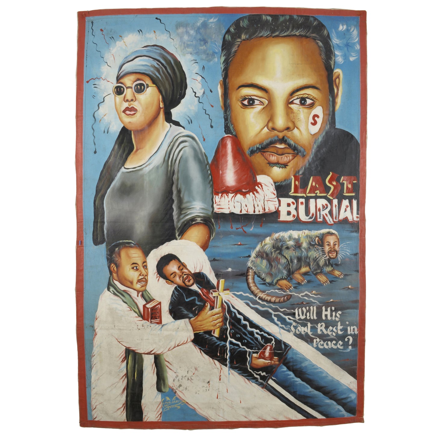 Authentic Last Burial Movie Poster - Hand Painted Ghanaian Art - horror scene artwork
