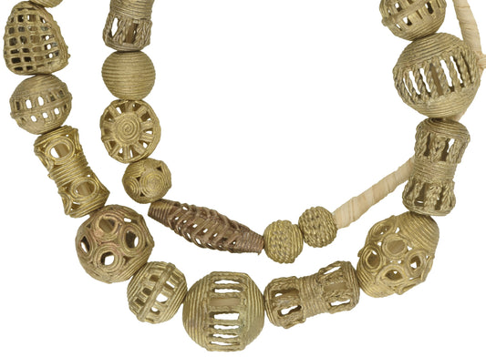 Handmade African Round Brass Beads From Ghana - 24" Strand - alternate view