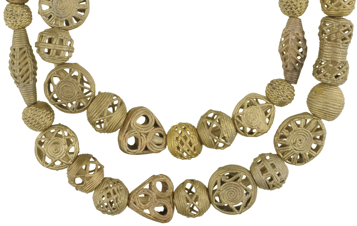 Handmade African Brass Beads From Ghana - 24.75" Strand - alternate view