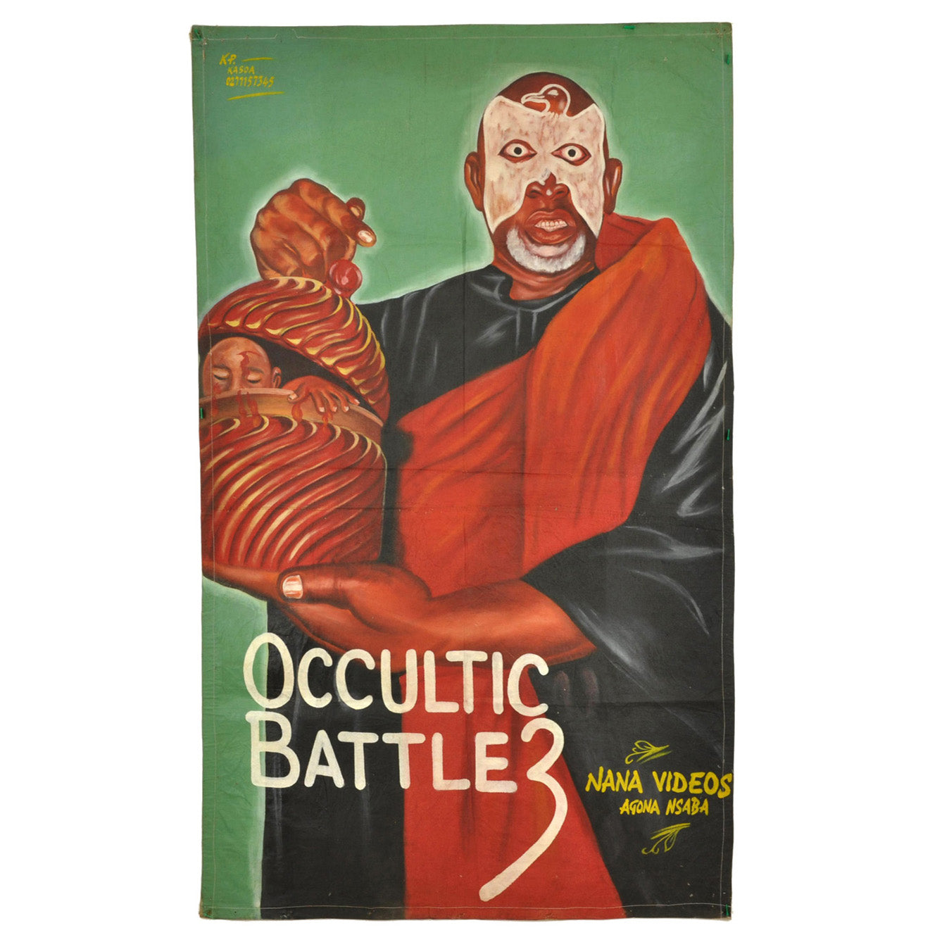 Occultic Battle 3 Movie Poster - Hand-Painted Ghanaian Art - horror scene artwork