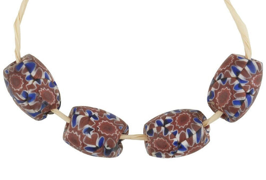 Rare Antique Oval Millefiori Venetian Mosaic Trade Beads - alternate view