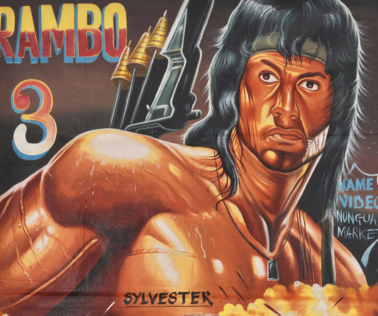 Hand-Painted Rambo 3 Movie Poster From Ghana - 61"X42" - alternate view