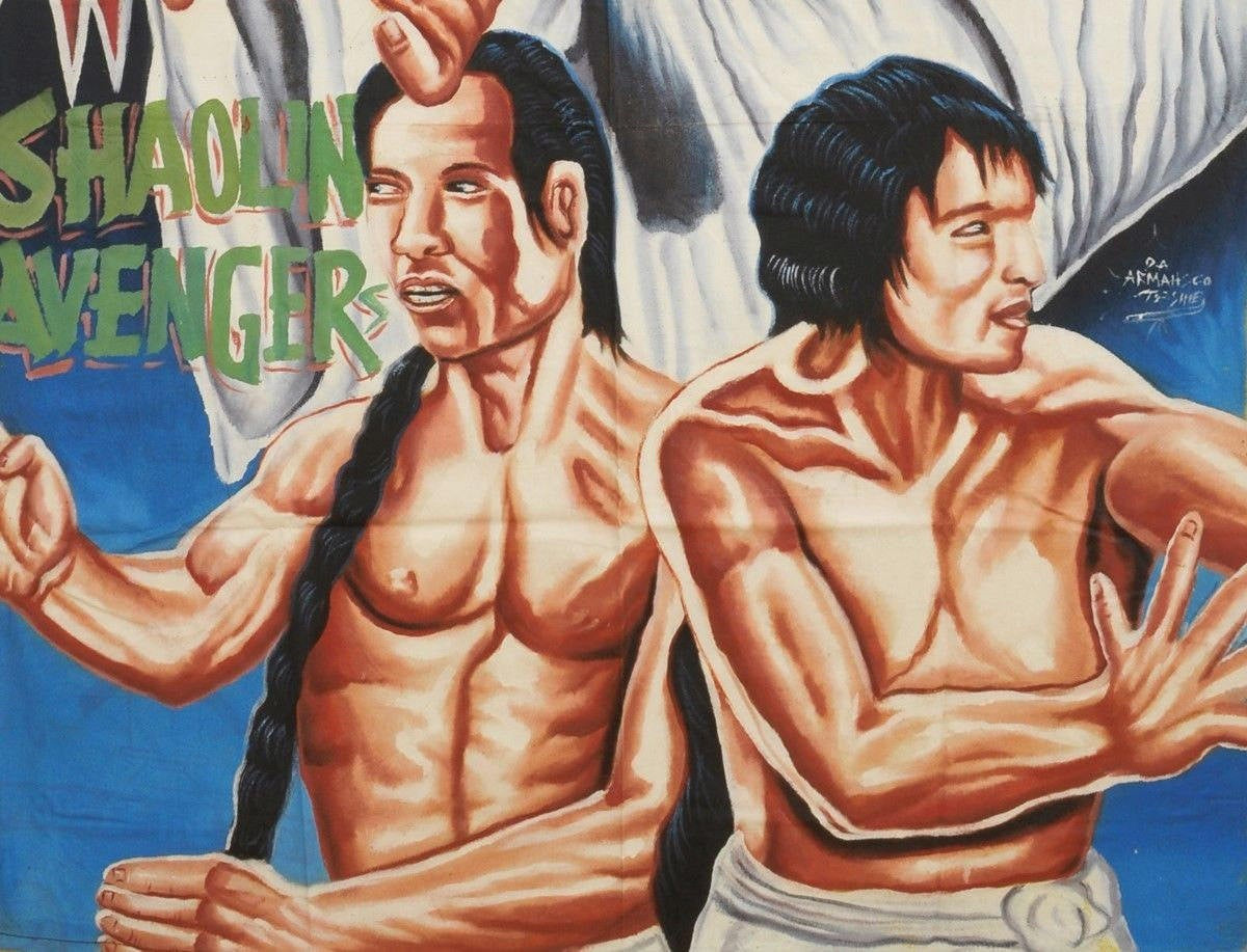 Shaolin Avengers Hand-Painted Ghana Movie Poster 160X100 Cm - close-up