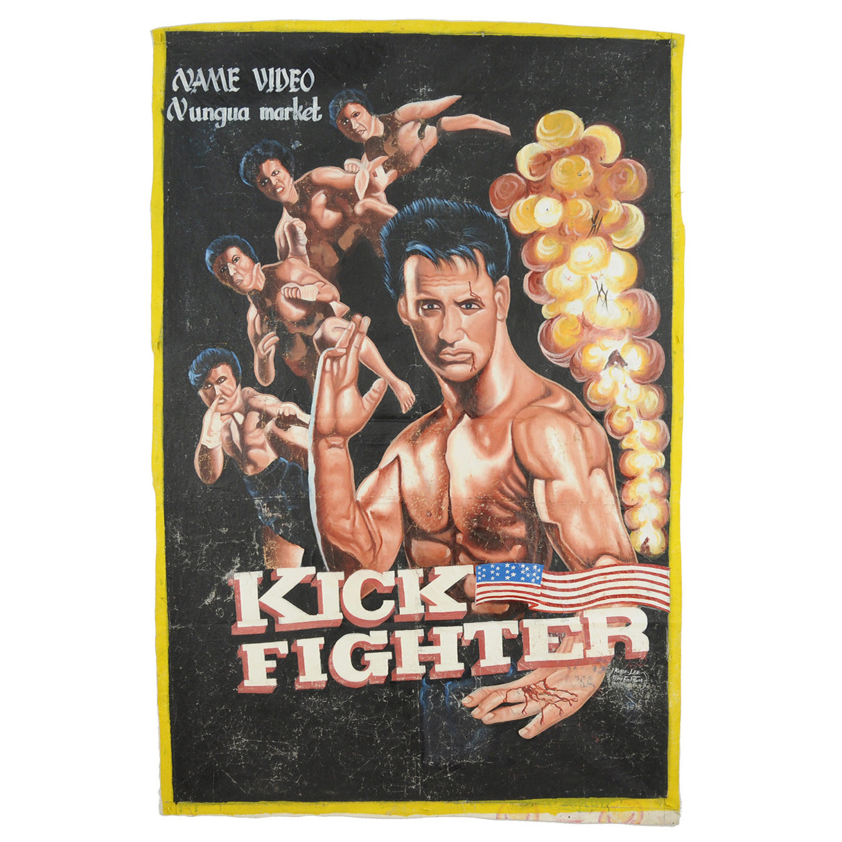 Kick Fighter Movie Poster - Unique Hand-Painted Ghanaian Art