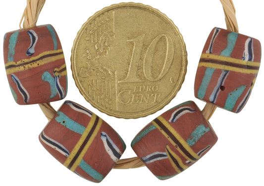 Rare Antique Banded Venetian Lampwork Glass Trade Beads, 13X10Mm - alternate view