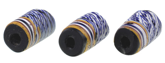 Rare Antique Venetian Banded Fancy Wound Glass Trade Beads - 14-15Mm - alternate view