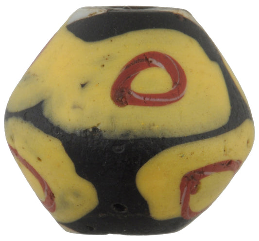 Beautiful Old Black Bicone King Venetian Lampwork Glass Trade Bead - alternate view