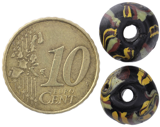 Rare Black Bicone "King" Venetian Wound Glass Trade Beads, African Trade - alternate view