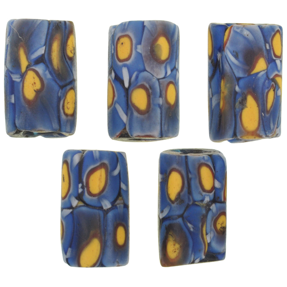 Antique Venetian Millefiori Mosaic Glass Trade Beads 13-14Mm - Rare Find