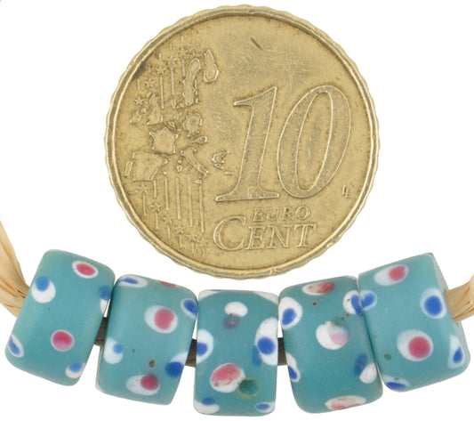 Rare Antique Blue "Thousand Eyes" Venetian Lampwork Trade Beads - 4 Fancy Disks - alternate view