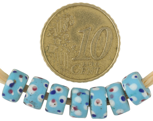 Rare Blue "Thousand Eyes" Venetian Fancy Disk Glass Trade Beads, 7-8Mm - alternate view