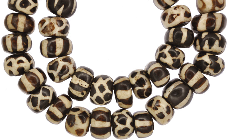 Mixed Design Of Large African Handmade Kenya Batik Bone Beads - alternate view