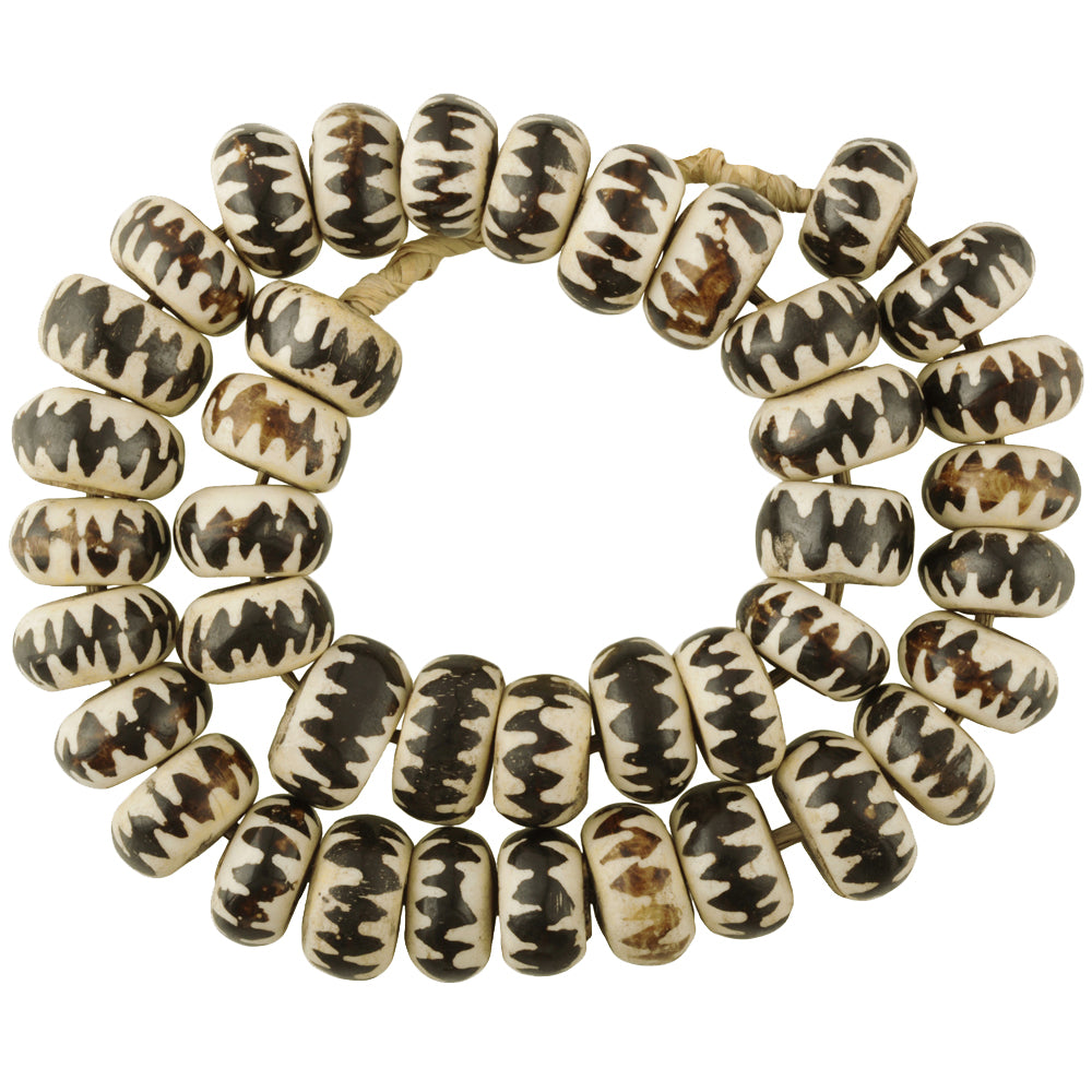 Large Batik Kenya Bone Beads | African Bone Trade Beads Strand