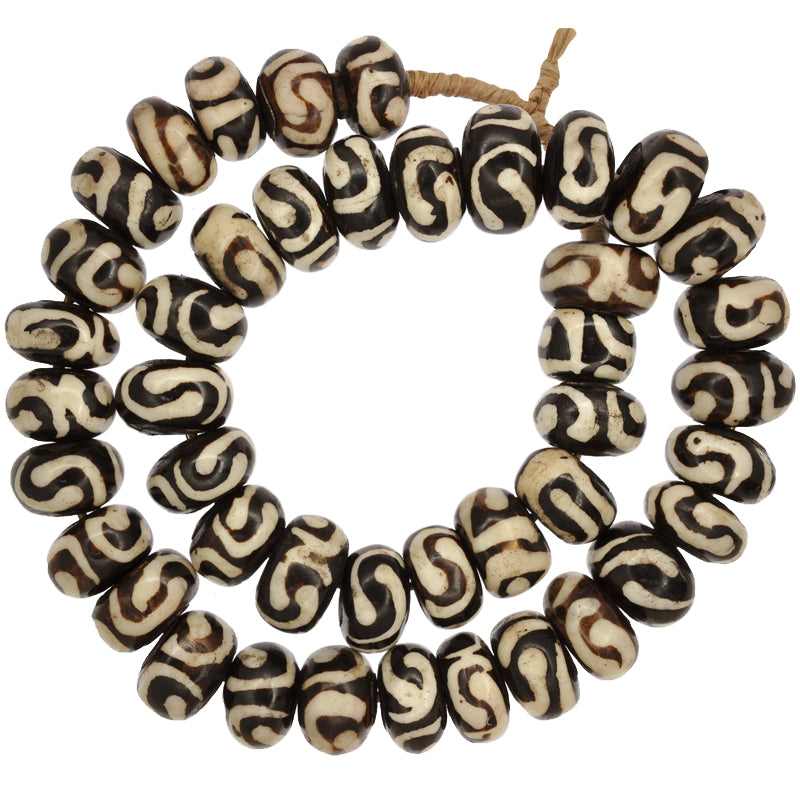 Large Kenya Bone Beads - African Batik Trade Beads 22-26Mm