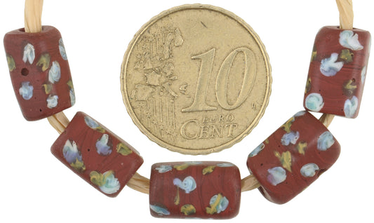 Antique Rectangular Brick Eye Venetian Lampwork Glass Trade Beads, 11X7Mm - alternate view