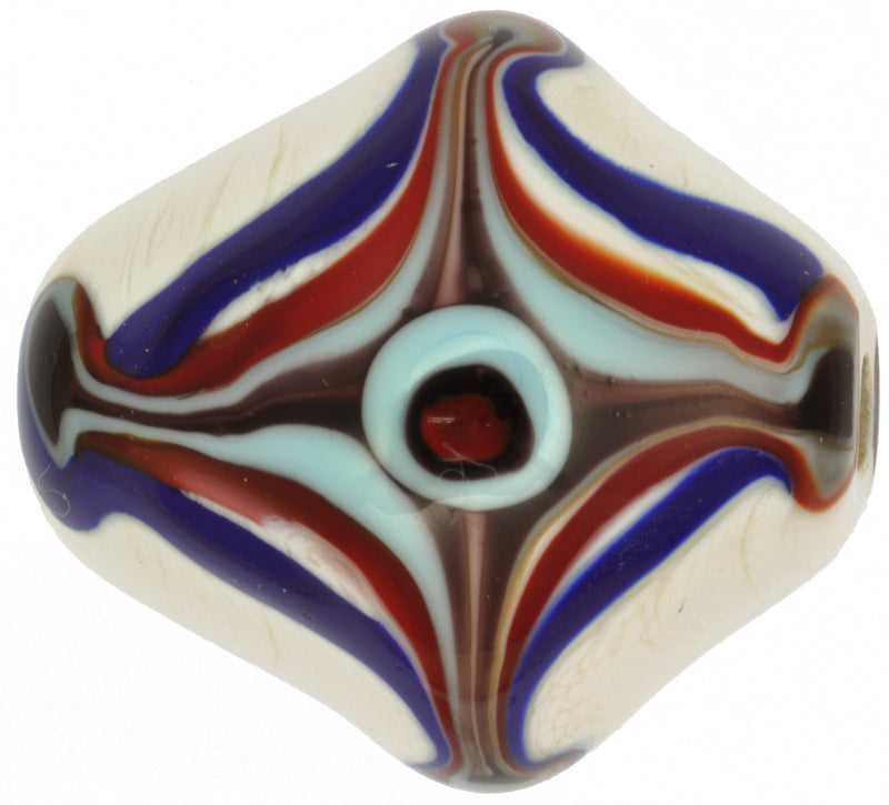New African Bodom Akoso Lampwork Glass Trade Bead Ghana Cedi Nomoda Djaba Sb-23857 - close-up