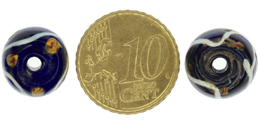 Rare Antique Cobalt Blue Venetian Lampwork Glass Trade Beads - 13X11Mm - alternate view