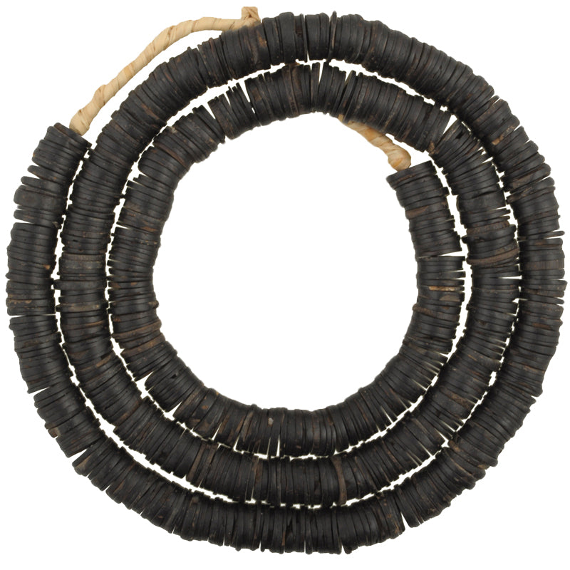 Old Coconut Shell Heishi Beads - 9-10Mm African Trade Strand