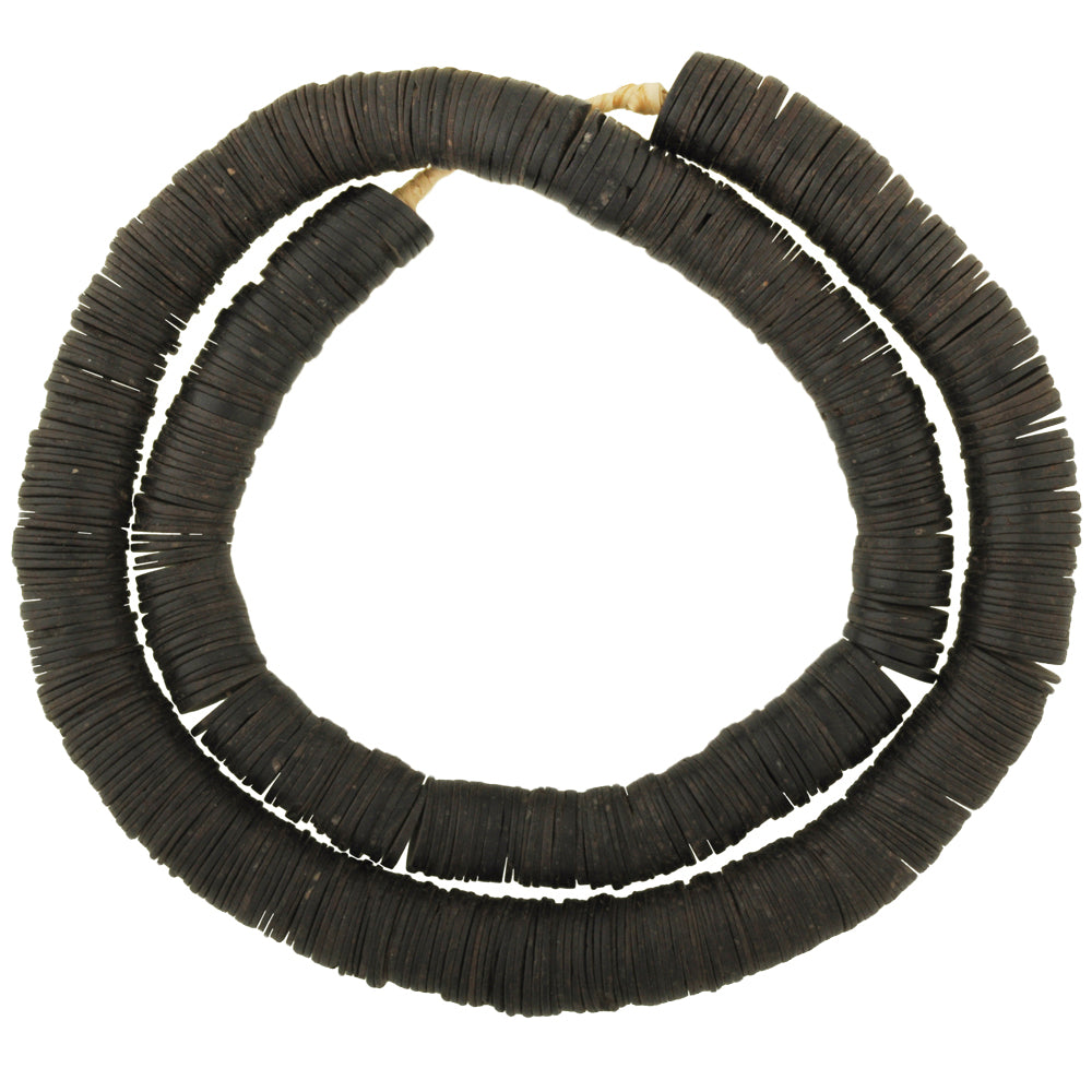 Old Coconut Shell Heishi Beads - Large African Trade Disks Ghana