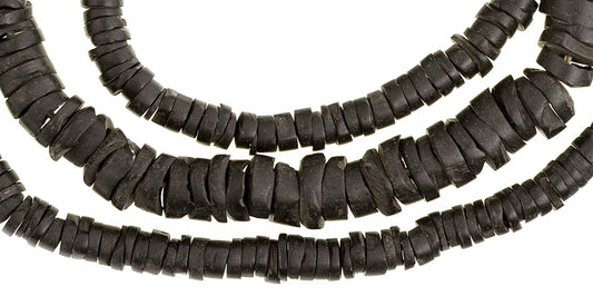 Old Coconut Shell Heishi Beads - 5-10Mm African Trade Strand - alternate view