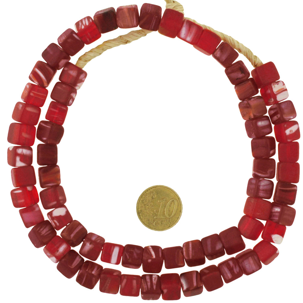 Vintage African Trade Beads - Translucent Czech Glass Cube Strand