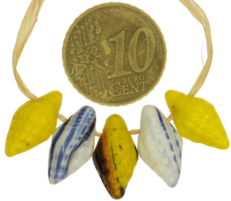 Rare Old Czech/Bohemian Snail-Shaped Glass Trade Beads, 16Mm - alternate view