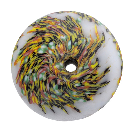 Large African Trade Beads: Recycled Glass Bicone With Chevron Design - alternate view