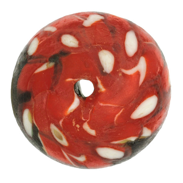 Large Bicone Recycled Glass Bead - Ghana African Trade Bead - close-up