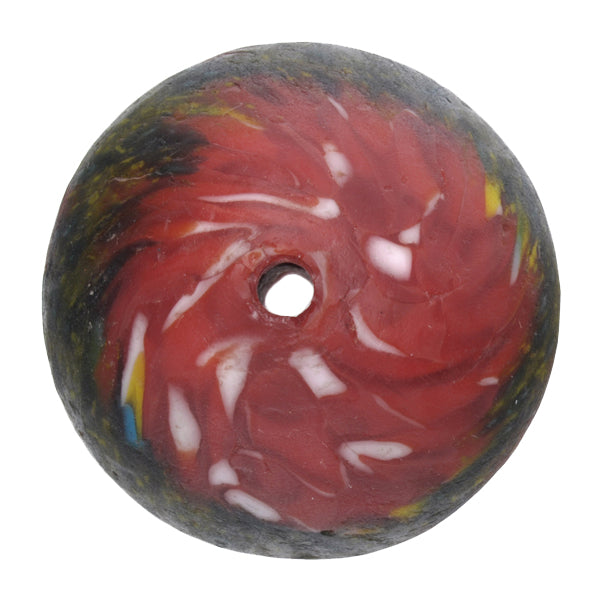 Large African Trade Bicone Bead - Recycled Ghana Glass 43Mm - close-up