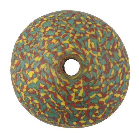 Large Bicone African Trade Bead - Recycled Glass, Chevron Design - alternate view