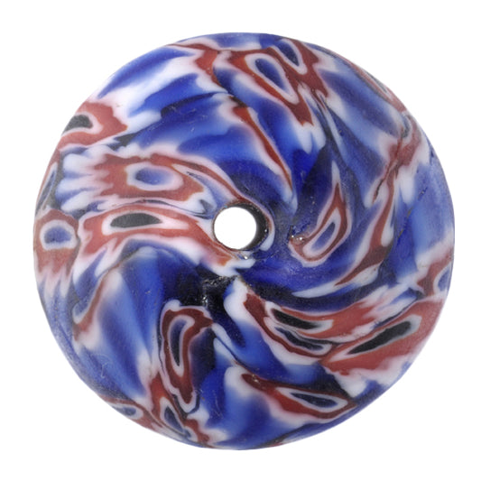 Large African Recycled Chevron Glass Bead From Ghana - alternate view