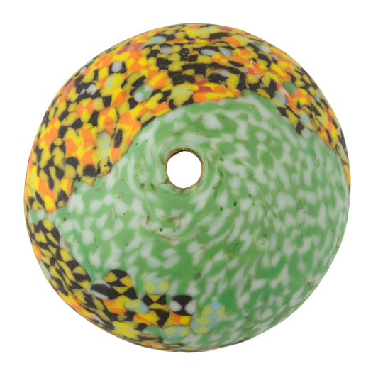 Large Bicone Recycled Glass Bead From Ghana - 35 X 37 Mm - alternate view