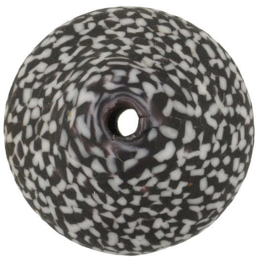 Large Bicone Recycled Glass Bead With Chevron Design From Ghana - alternate view