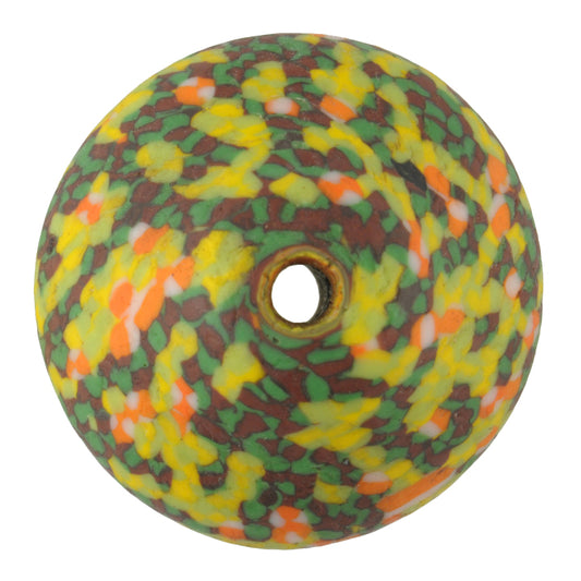 Large Bicone Recycled Glass Bead - Ghana Krobo Trade Beads - zoomed-in detail