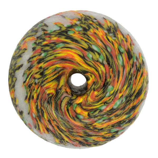 Large African Bicone Recycled Glass Bead - Handcrafted In Ghana - close-up