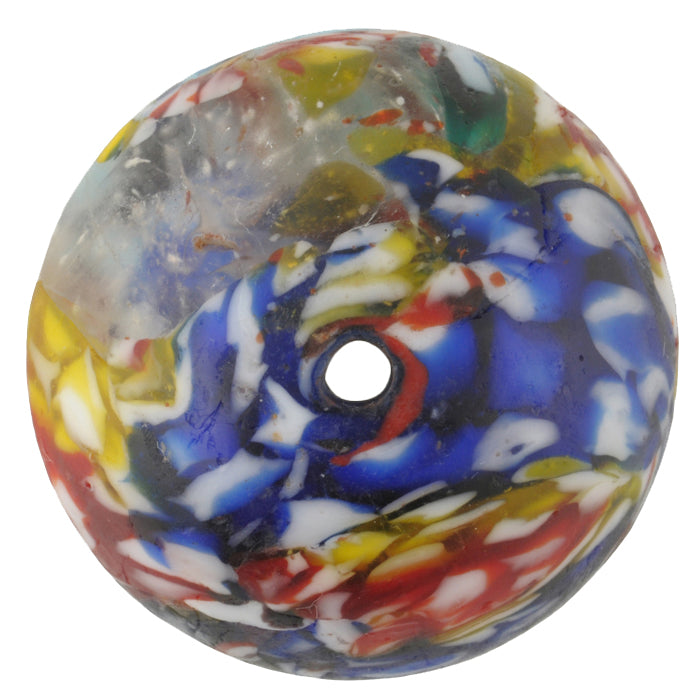 Large African Trade Bead, Recycled Ghana Glass, 38X32Mm - close-up
