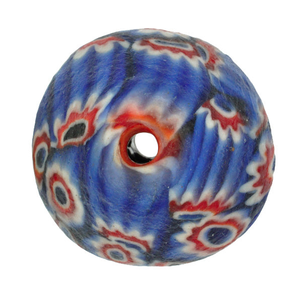 Large African Trade Bicone Bead - Recycled Ghana Glass Beads - zoomed-in detail