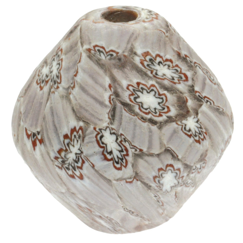 Large African Trade Bicone Recycled Chevron Glass Bead - Ghana