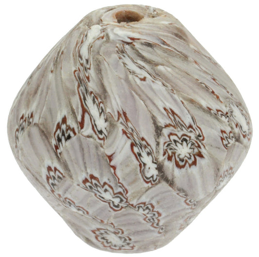 Large African Trade Bicone Recycled Chevron Glass Bead - Ghana - alternate view