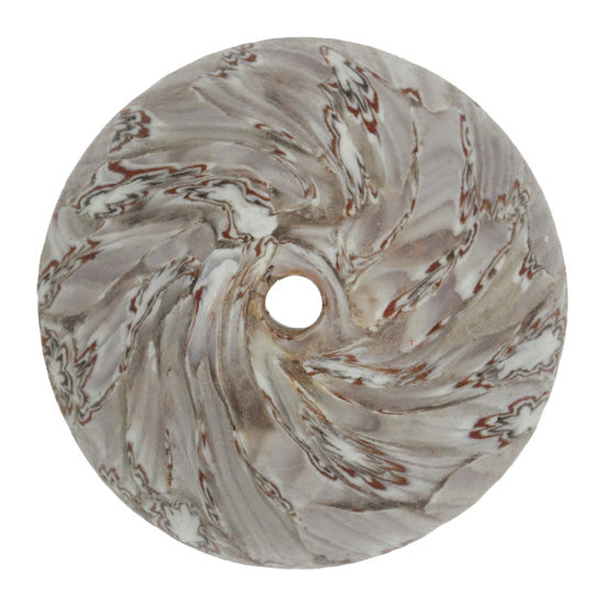 Large African Trade Bicone Recycled Chevron Glass Bead - Ghana - close-up