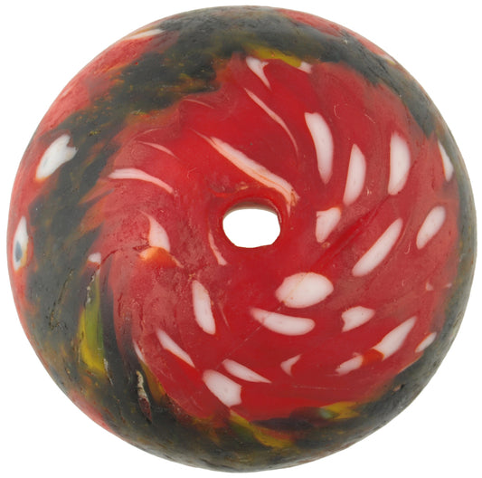 Large African Bicone Bead - Recycled White Heart Glass, Ghana - alternate view