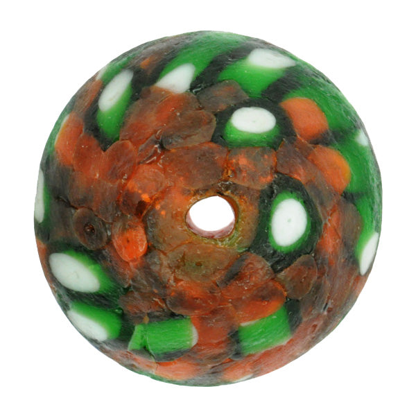 Large Bicone African Trade Bead - Recycled Ghana Glass Bead - close-up