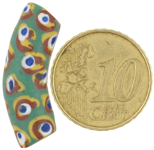 Rare Old "Eye" Fancy Elbow Venetian Lampwork Glass Trade Bead 27X8Mm - alternate view