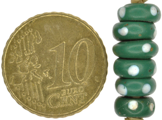 Rare Antique Green "Eye" Venetian Lampwork Beads With Trail Decoration - 7-8Mm - alternate view
