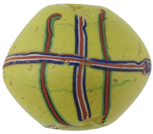 Rare Antique Green Bicone "King" Venetian Glass Trade Bead - alternate view