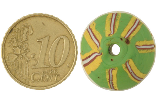 Antique Green Bicone Venetian Lampwork Bead - African Trade Bead 19X17Mm - alternate view