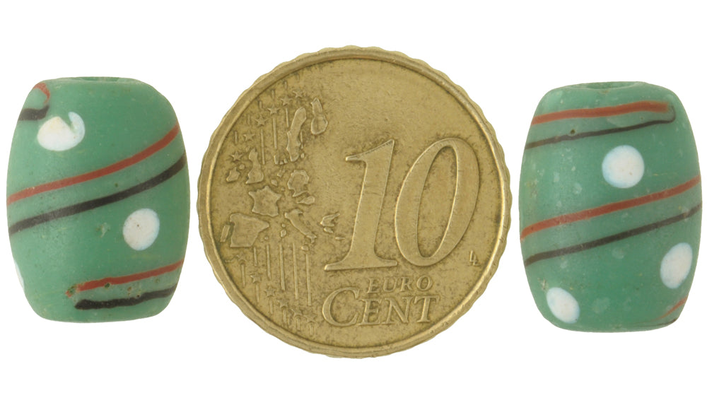 Rare Green "Eye" Fancy Antique Venetian Lampwork Glass Trade Beads - alternate view