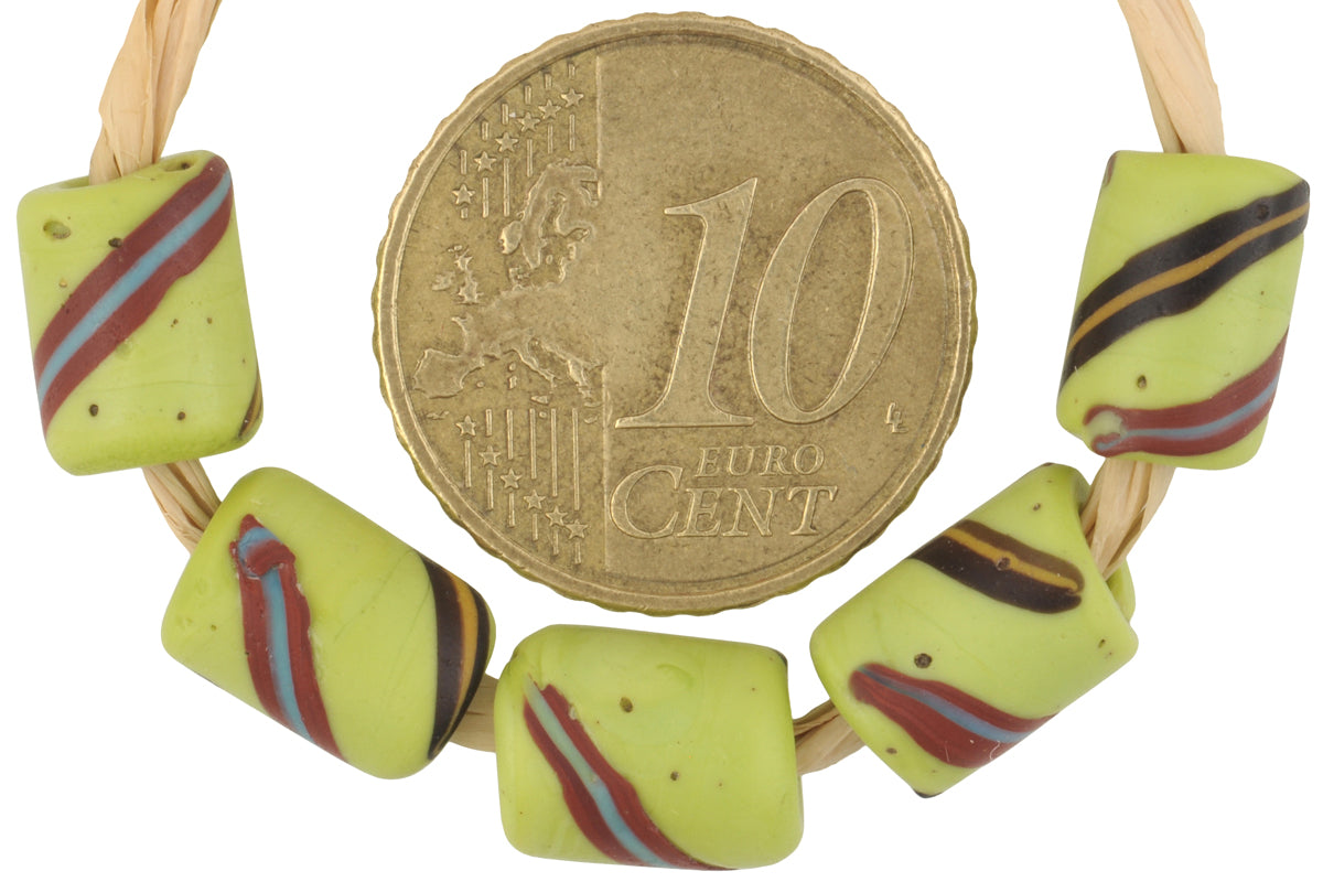 Antique Green Fancy Venetian Wound Glass African Trade Beads, 9-10Mm - alternate view